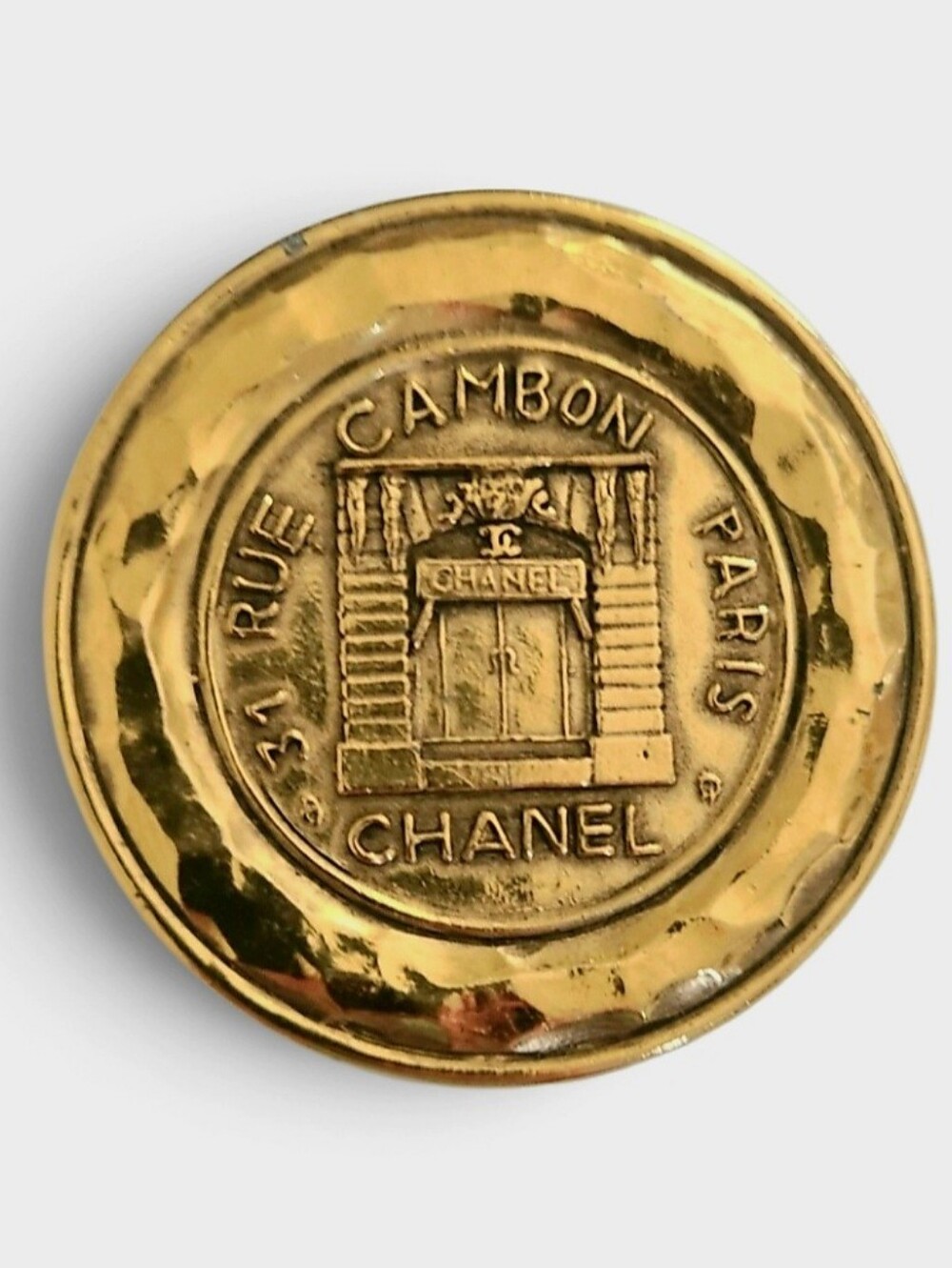 CHANEL 1980s Rue De Cambon Gold Plated Brooch